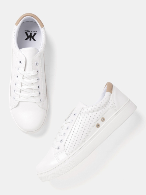 

Kook N Keech Women Off-White Perforated Sneakers