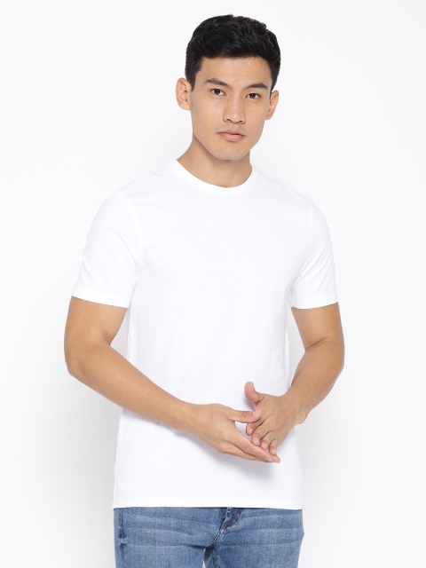 

next Men White Solid Round Neck T-shirt