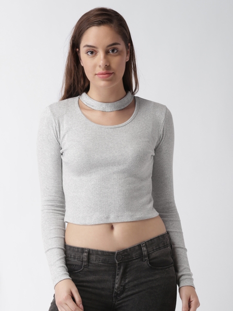 

Blue Saint Women Grey Solid Fitted Top