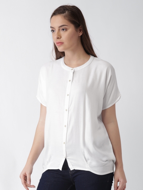 

Blue Saint Women White Solid Shirt-Style Top