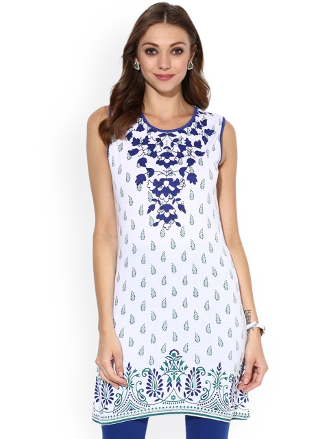 

Sangria White & Blue Ethnic Print Tunic