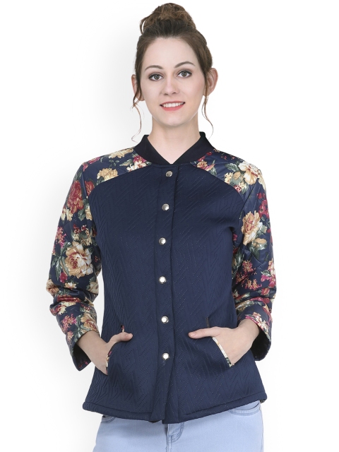 

Martini Women Blue Self Design Lightweight Quilted Jacket