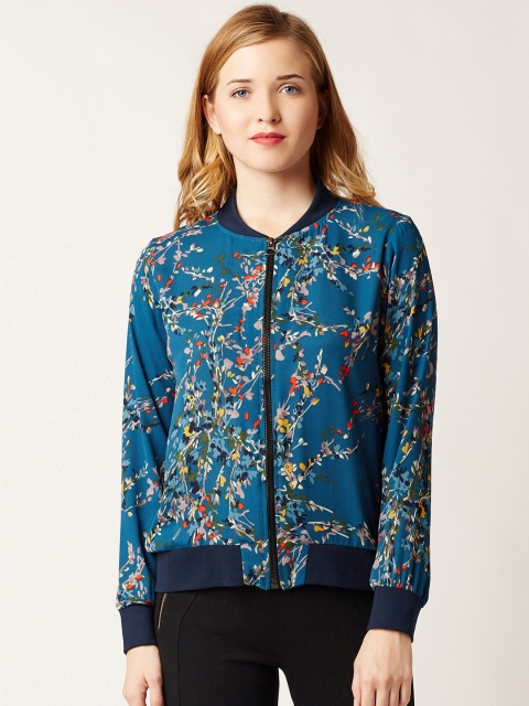 

Miss Chase Women Turquoise Blue Printed Bomber