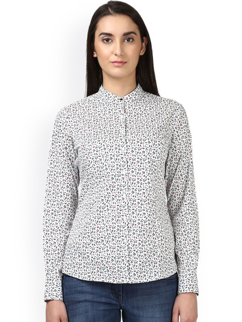 

Park Avenue Women White Regular Fit Printed Casual Shirt