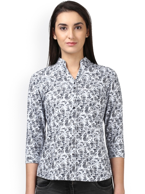 

Park Avenue Women White Regular Fit Printed Casual Shirt