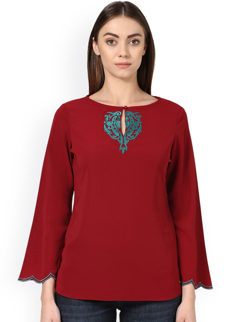 

Park Avenue Woman Women Maroon Solid Top