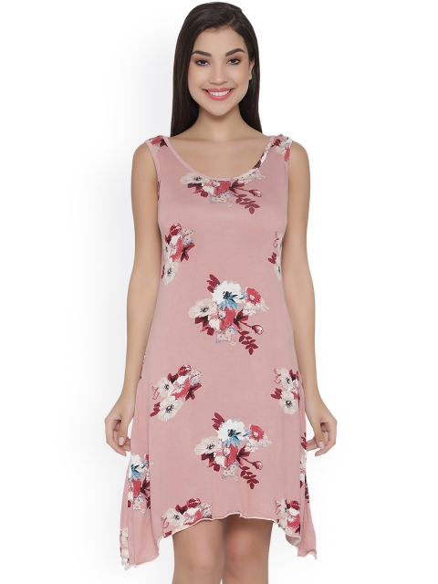 

Clovia Women Pink Floral Printed Nightdress NS0934M22M