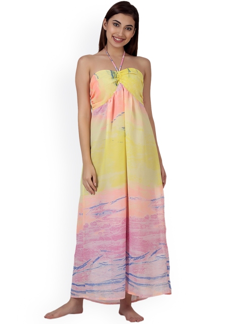 

Clovia Women Yellow Printed Maxi Nightdress RW0004P02S