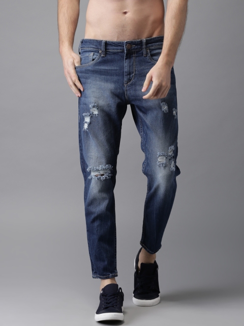

Moda Rapido Men Blue Slim Fit Mid-Rise Mildly Distressed Stretchable Cropped Jeans