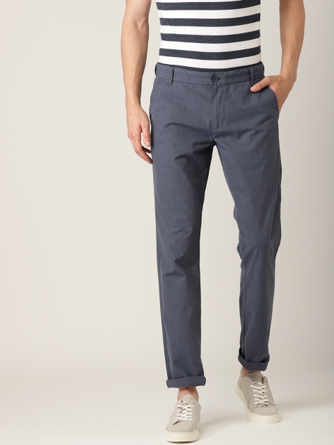 

United Colors of Benetton Men Blue Slim Fit Checked Trousers