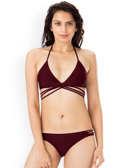 

PrettySecrets Women Maroon Swim Bikini Set SW010