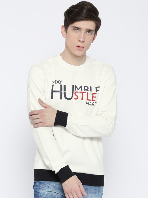 

United Colors of Benetton Men Off-White Printed Sweatshirt