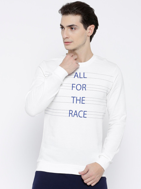 

United Colors of Benetton Men White Solid Sweatshirt