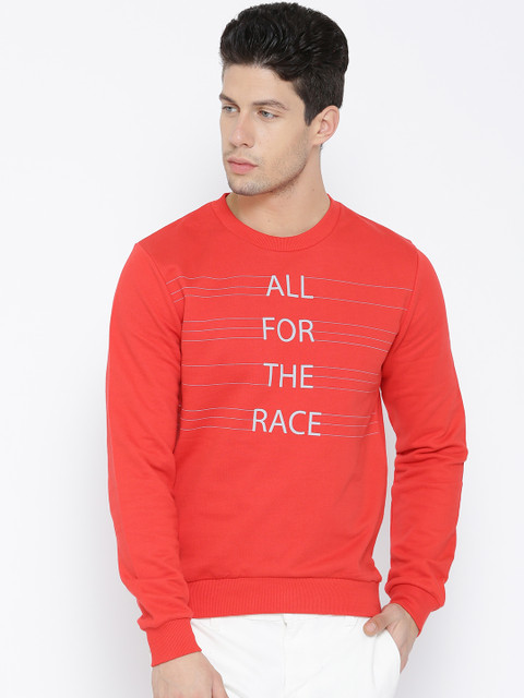 

United Colors of Benetton Men Red Printed Sweatshirt