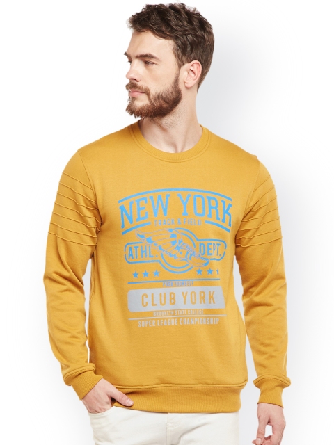

Club York Men Mustard Yellow Printed Sweatshirt