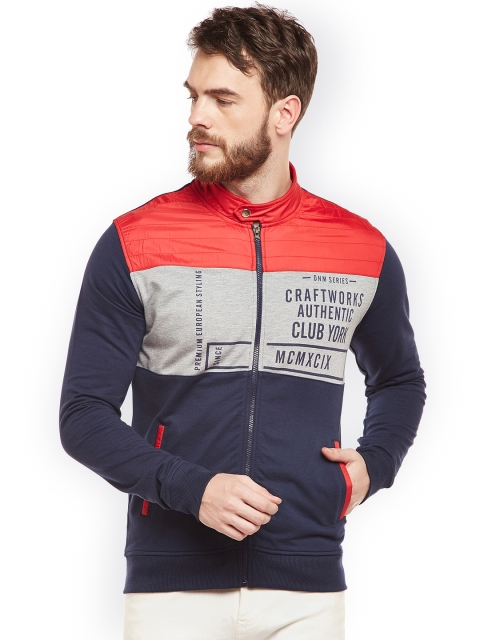 

Club York Men Navy Blue Colourblocked Sweatshirt
