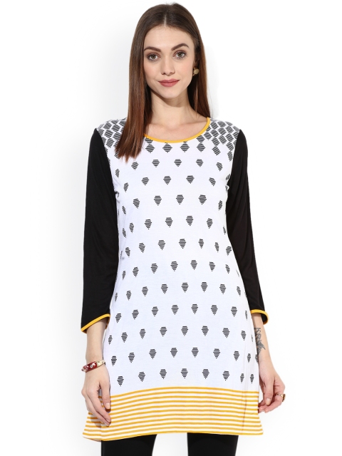 

Sangria White & Black Printed Kurti