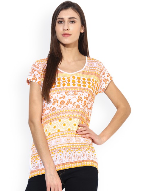 

Sangria Women Orange Printed Top