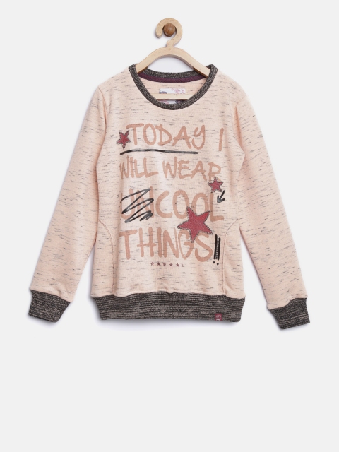 

Teens by Monte Carlo Girls Peach-Coloured Printed Sweatshirt