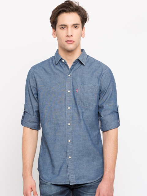 

Levis Men Blue Slim Fit Solid Casual Shirt