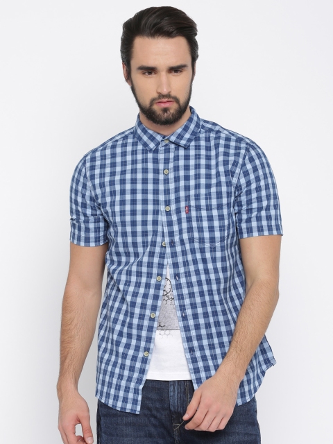 

Levis Men Blue Slim Fit Checked Casual Shirt