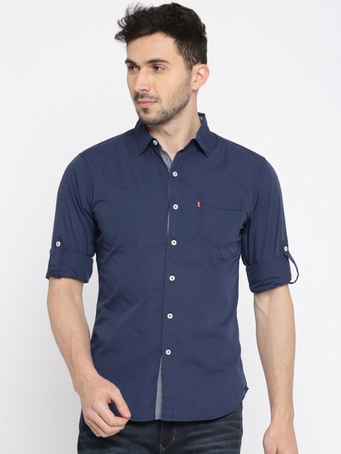 

Levis Men Navy Blue Slim Fit Solid Casual Shirt