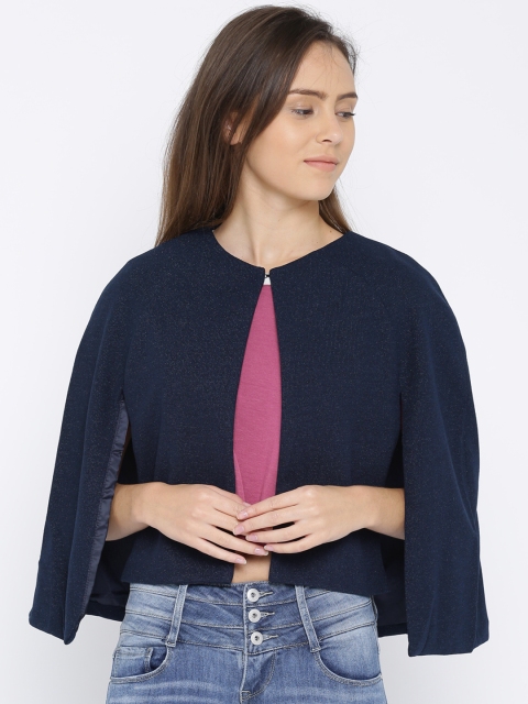 

Deal Jeans Women Navy Blue Solid Lightweight Cape Jacket