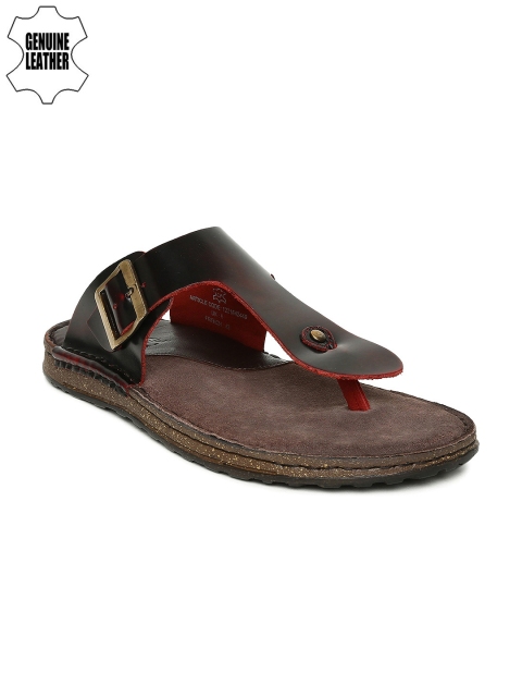 

Ruosh Men Black & Red Leather Comfort Sandals