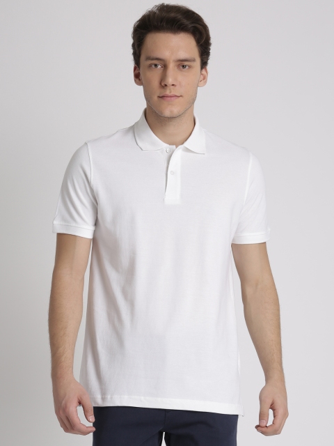 

Splash Men White Solid Round Neck T-shirt