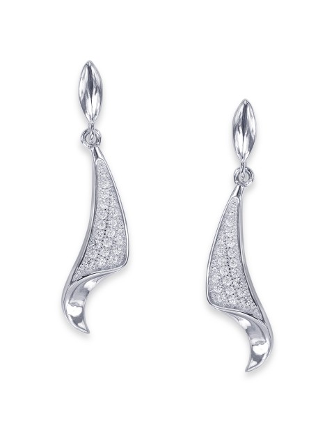 

Peora Silver-Toned & White Contemporary Drop Earrings