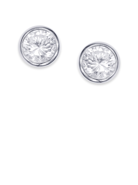 

Peora Silver-Toned & White Circular Studs