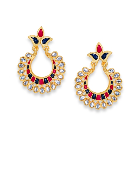 

Peora Gold-Toned & Red Crescent Shaped Chandbalis
