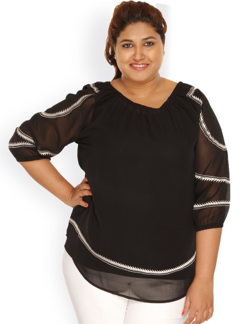 

aLL Plus Size Women Black Solid Top