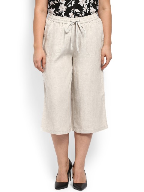 

aLL Plus Size Size Women Beige Custom Regular Fit Solid Culottes