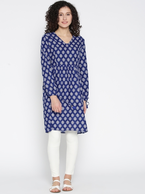 

Splash Blue & White Printed A-Line Tunic
