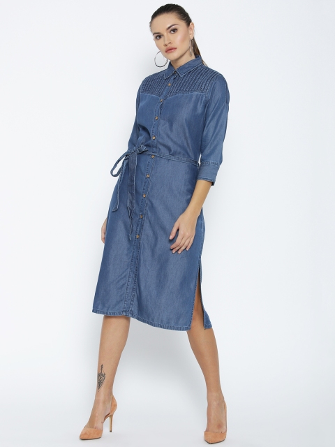 

Splash Women Blue Chambray Shirt Dress
