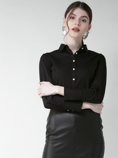 

Mast & Harbour Women Black Solid Casual Shirt