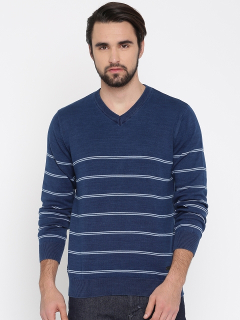 

Lee Men Navy Blue Striped Pullover
