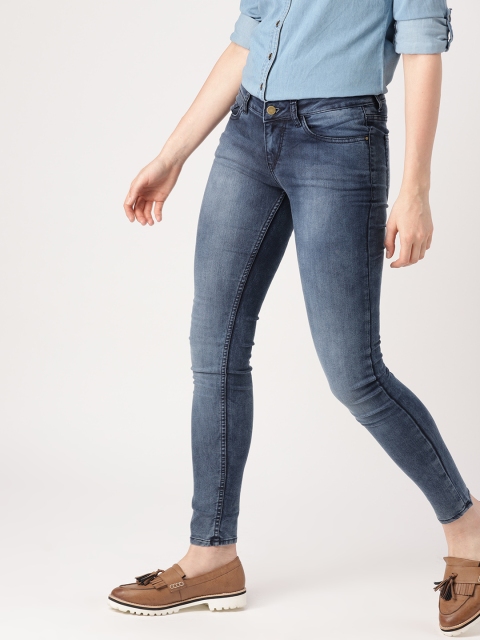 

DressBerry Women Navy Skinny Fit Mid-Rise Clean Look Stretchable Jeans, Navy blue