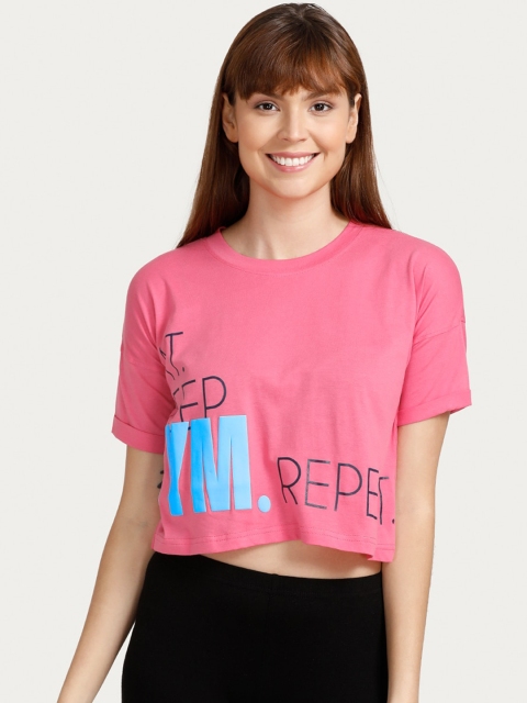 

Zelocity Women Pink Printed Round Neck T-shirt