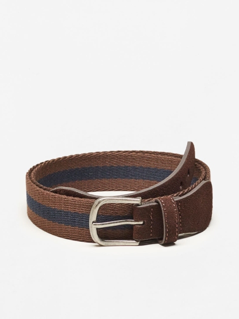

MANGO MAN Men Brown & Navy Blue Striped Belt