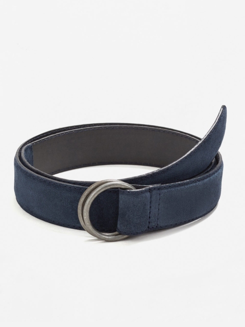 

MANGO MAN Men Navy Blue Solid Leather Belt