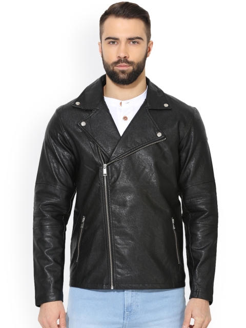 

Red Tape Men Black Solid Biker Jacket