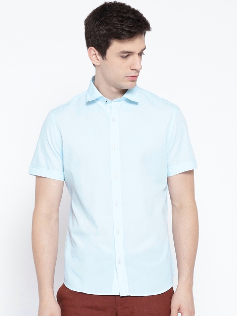 

MANGO MAN Men Blue Regular Fit Solid Casual Shirt