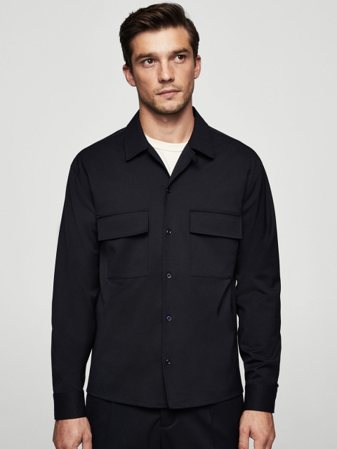 

MANGO MAN Men Black Regular Fit Solid Casual Shirt