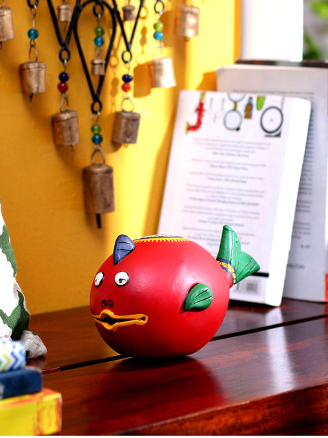 

VarEesha Blue Fish Coin Bank, Red