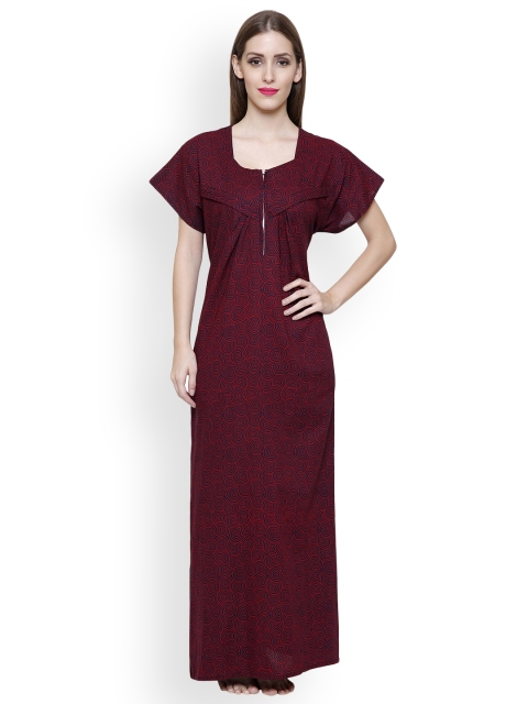 

Secret Wish Navy & Red Printed Maxi Nightdress NT-E80-412, Navy blue