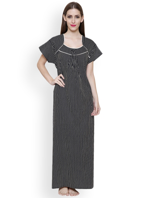 

Secret Wish Black & White Striped Maxi Nightdress NT-E81-415