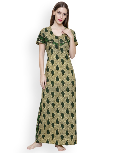 

Secret Wish Green & Yellow Paisley Print Maternity Maxi Nightdress NT-E85-424