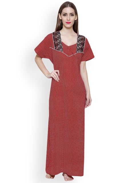 

Secret Wish Red & White Polka Dot Print Maxi Nightdress NT-E86-427